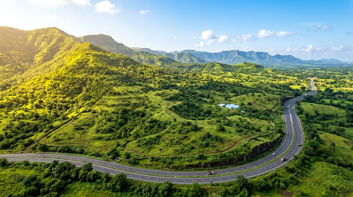 Sunlit expansive land parcel near Pune Maharashtra